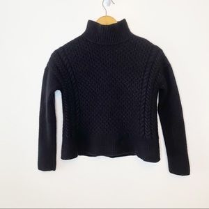 AYR Black Extrafine Merino Wool Turtleneck Sweater Size Small